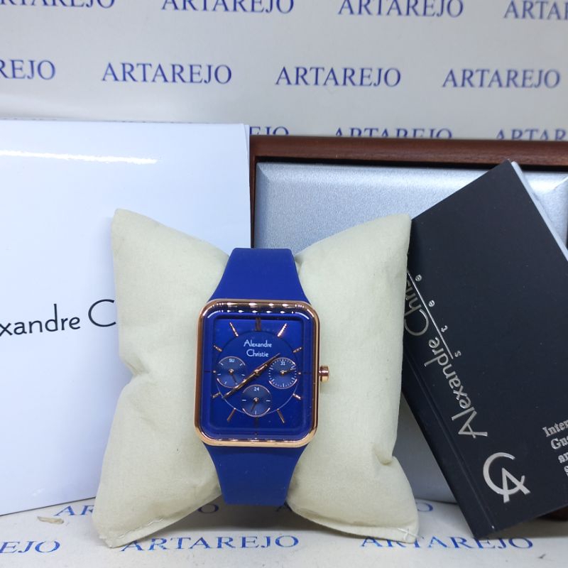 JAM TANGAN WANITA ALEXANDRE CHRISTIE AC 2744 BIRU ROSEGOLD ORIGINAL