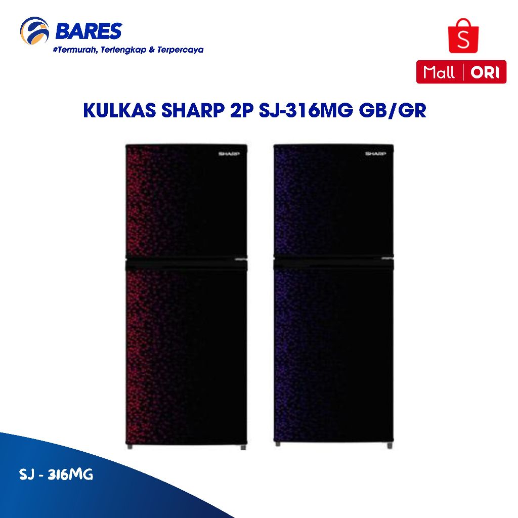 Sharp SJ-316MG GB/GR Kulkas 2 Pintu Kapasitas 237 Liter