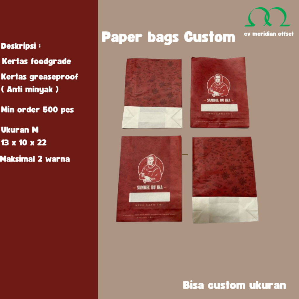 Custom Cetak Paperbag kantong kertas kemasan makanan
