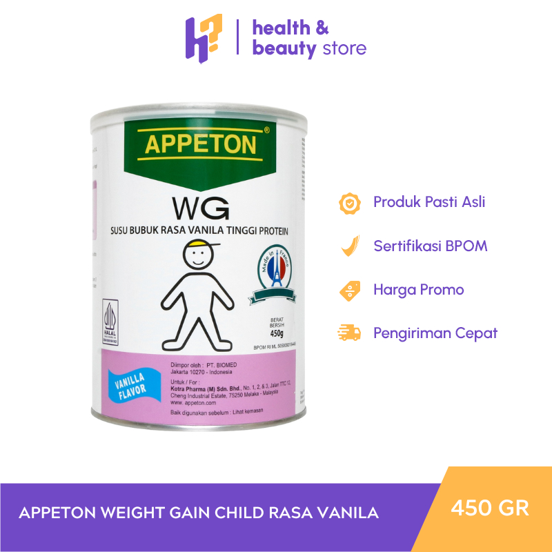 APPETON WEIGHT GAIN CHILD RASA VANILA 450GR | Menambah nafsu makan anak - Tinggi Protein