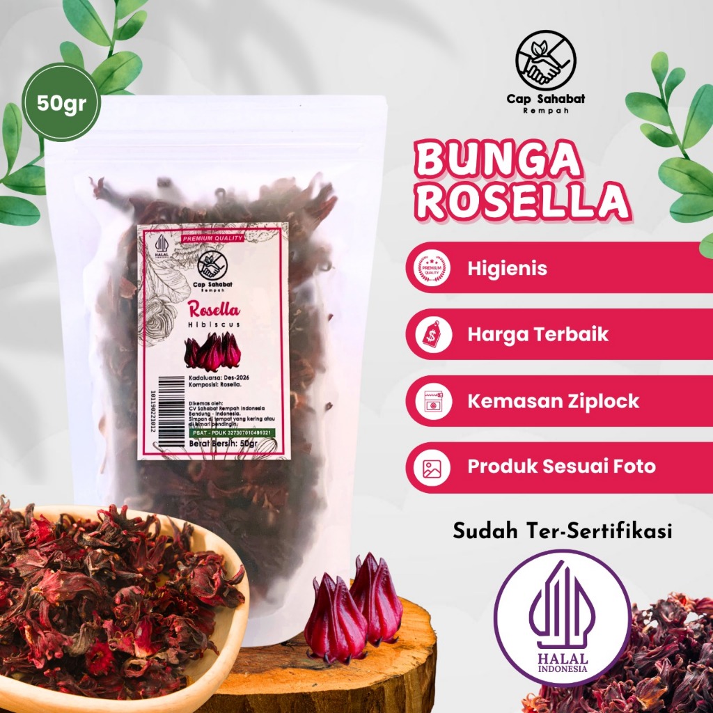 

50gr Bunga Rosella Merah Kering / Dried Red Rosella / Rempah / JSR 100% PREMIUM