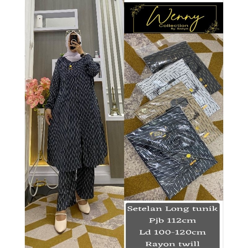 SETELAN CELANA LONG TUNIK FULL MOTIF// BAHAN RAYON TWILL// SETCEL LONG TUNIK FULL MOTIF BY WENNY