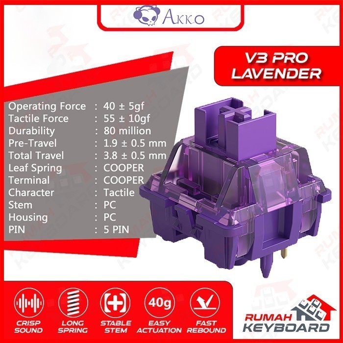 AKKO - CS - V3 - Lavender - Purple - Pro - Switch - 5 PIN - 40g - Tactile