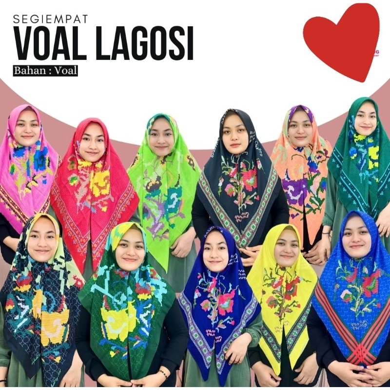 Jilbab Voal Lagosi | Jilbab Segiempat Motif Lagosi | Jilbab motif bugis