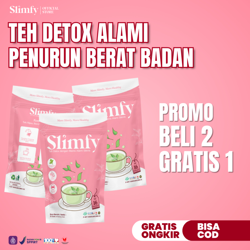 

Slimfy Teh Diet Slimming Tea Promo Beli 2 Gratis 1 - Detox Alami - Isi 16 Kantong | Teh kesehatan