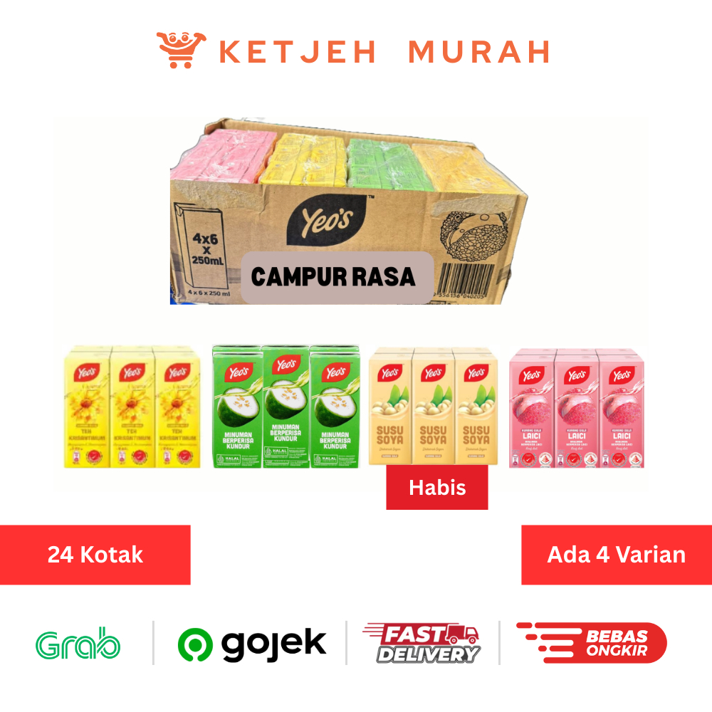 

Yeos Mix Kotak Campur Rasa Sesuka Hati Yeos Kotak 1 Dus isi 4 Pak x 6 Kotak x 250 ML (Tulis di Note)