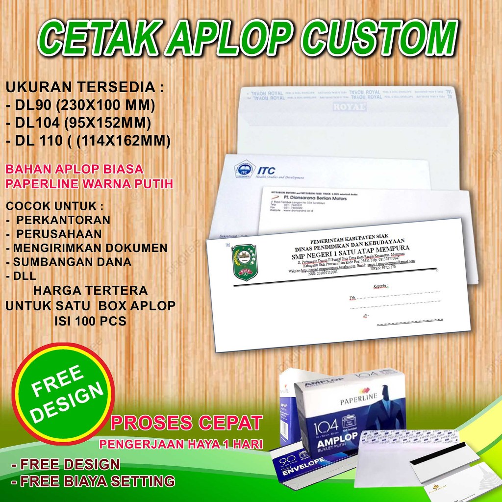

Cetak Amplop Surat Custom / Amplop Instansi / Amplop Sumbangan Free Disegn