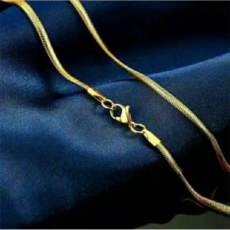 TITANIUM - Kalung Titanium Anti karat Pria Dan  wanita - Rantai Gepeng Import Korea style - kalung G