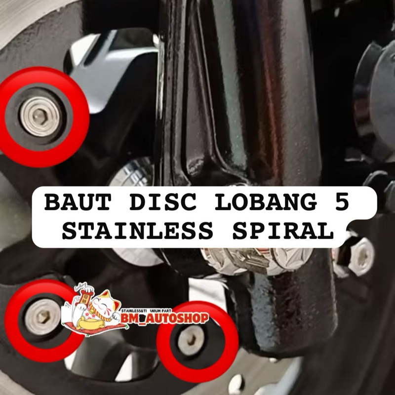 (STAINLESS)BAUT DISC VARIO LUBANG 5 SPIRAL STAINLESS