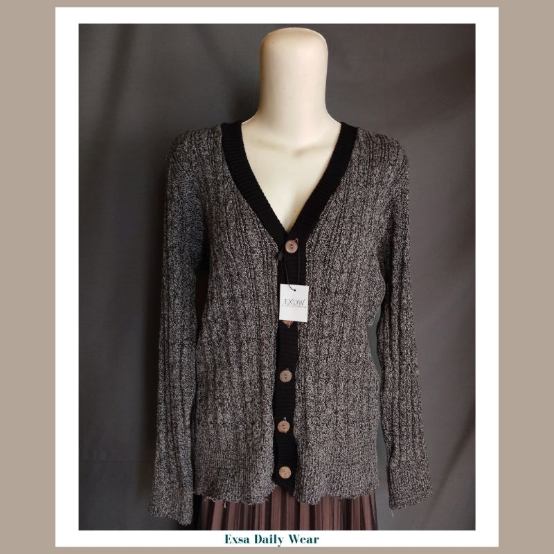 Cardigan Rajut Hitam Panjang Long Cardy Oversize Hijab wanita