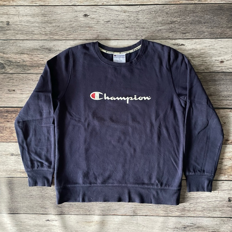 CREWNECK CHAMPION BIG LOGO SECOND ORIGINAL - Crewneck Champion Big Logo Warna Navy Second Original