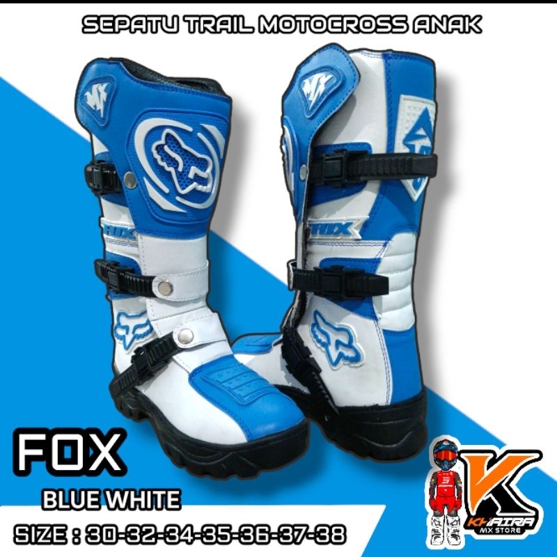Sepatu Cross anak/boots safety kids mini motocross blue white