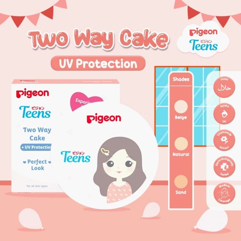PIGEON teens two way cake | refill + uv protection - bedak pigeon