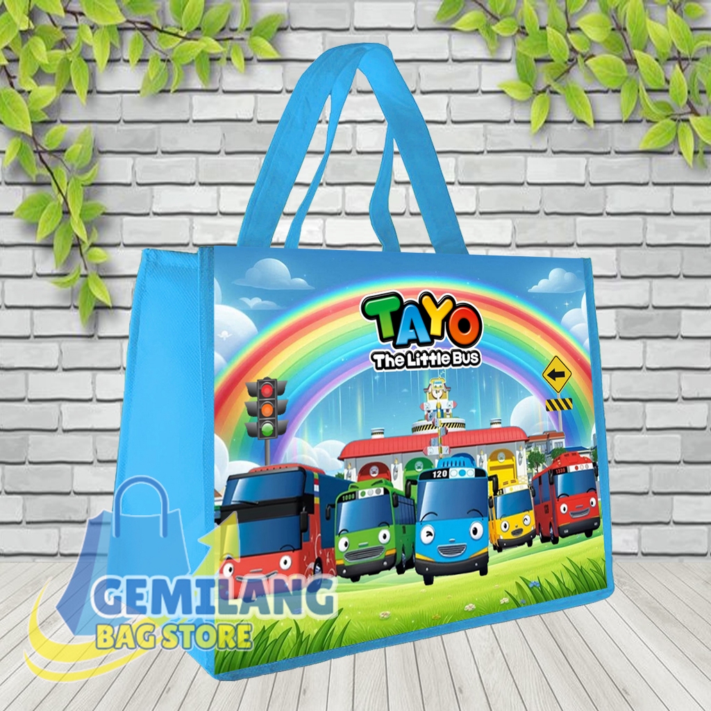 

READY STOK Tas Ulang Tahun Tayo / Tas Ultah Ukuran KFC Snack / Tas Ultah Terlaris / Tas Ulang Tahun Anak / Goodie Bag Bingkisan Souvenir Anak Landscape 20x25x13 / Tas Khitanan / Tas Khajatan / Tas Bingkisan / Tas Tayo / Tas Karakter