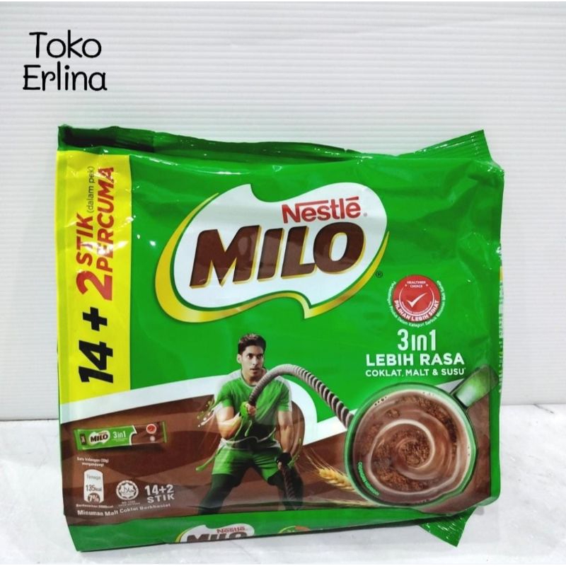 

Susu Coklat Milo 3 in 1 isi 14+2 stik