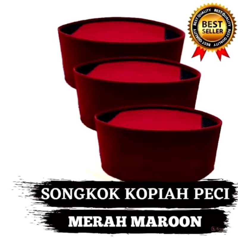 Peci merah, songkok merah, kopiah/kopyah merah maroon tinggi 6 cm 7 cm 8 cm 9 cm 10 cm