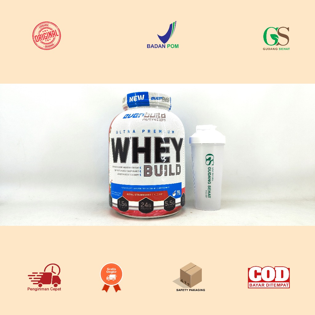 Manado Everbuild Ultra Premium Whey Protein 5 Lbs / 2,3 Kg Free Shaker