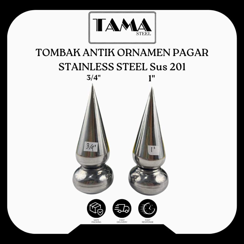 TOMBAK ANTIK ORNAMEN PAGAR STAINLESS STEEL SUS 201 3/4", 1" | AKSESORIS PAGAR STAINLESS STEEL