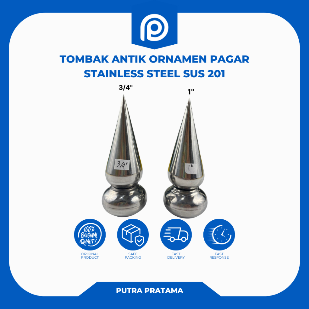 TOMBAK ANTIK ORNAMEN PAGAR STAINLESS STEEL SUS 201 3/4", 1" | AKSESORIS PAGAR STAINLESS STEEL