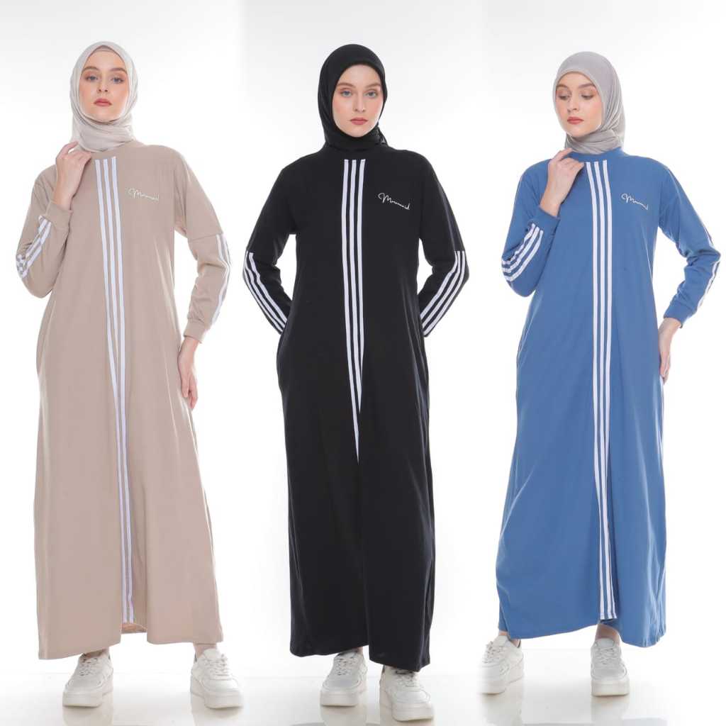 Gamis Wanita Muslimah Kaos Combed 20s Casual Sporty JUMBO