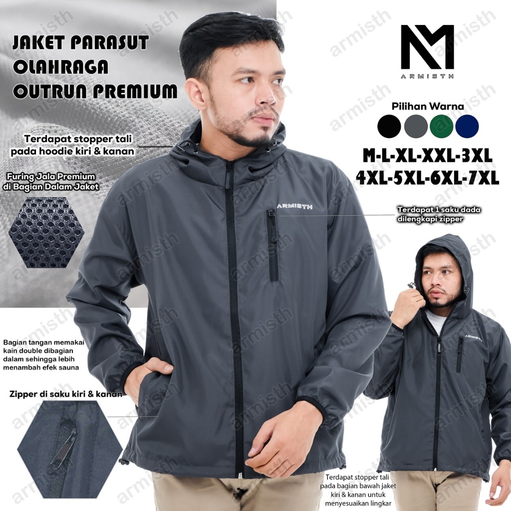 Armisth Jaket Outdoor Olahraga Parasut Premium Jacket Running Jacket Mendaki