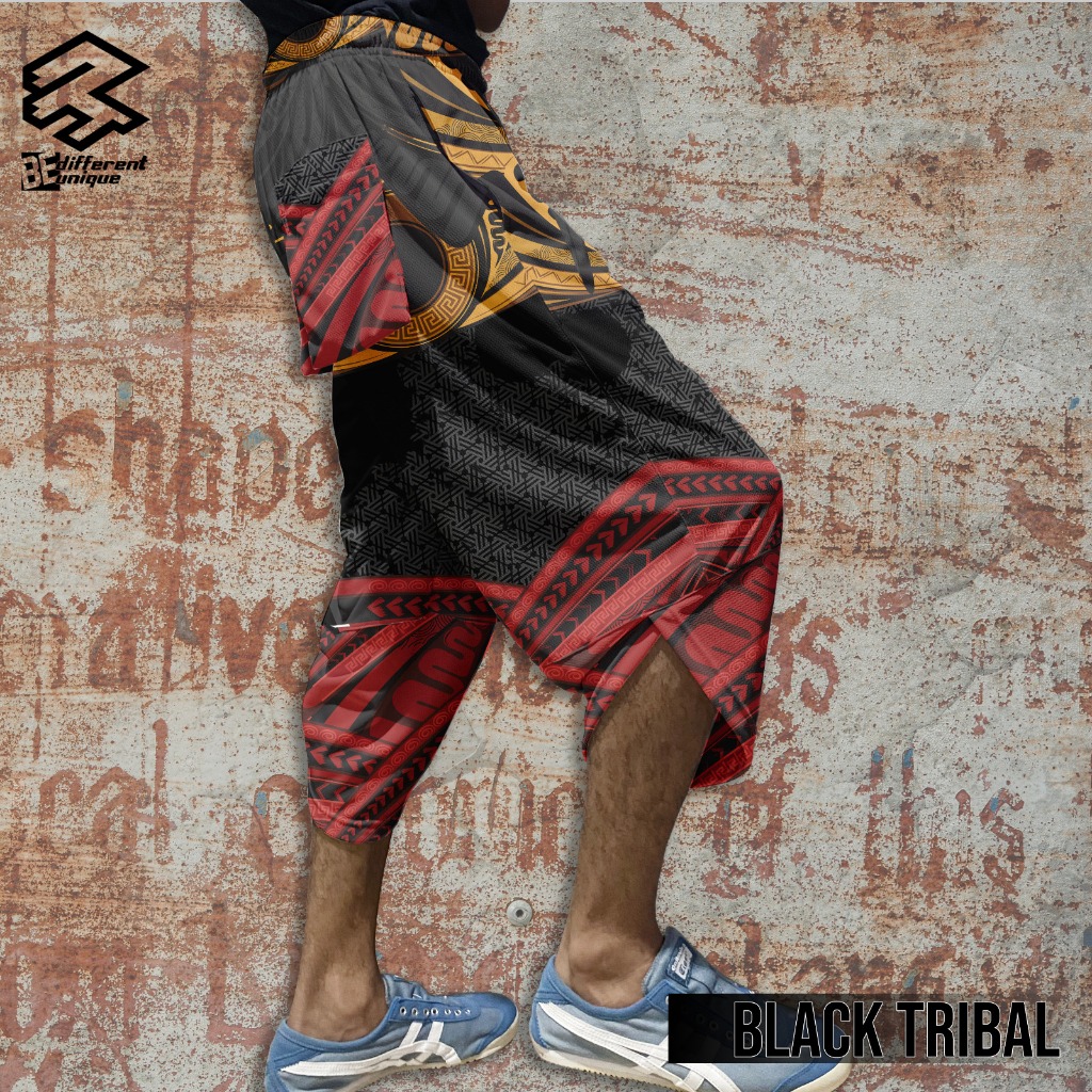 Harem Pants / Celana Harem Casual Pria Wanita Motif Fullprint Black Tribal