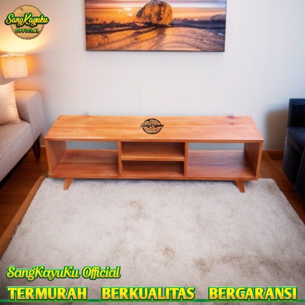SangKayuKu Meja tv minimalis modern murah rak tv stand rak serbaguna kayu asli rak susun serbaguna M