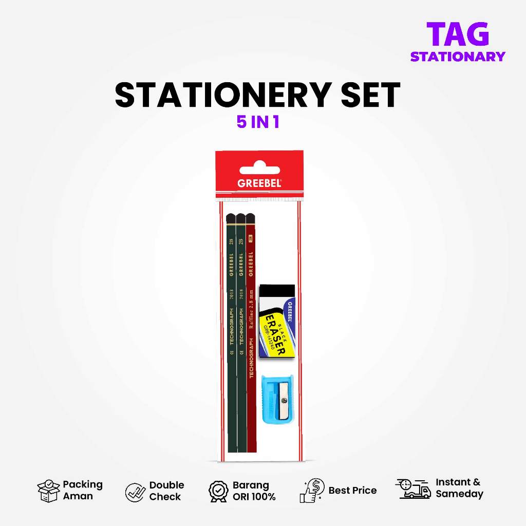 

GREEBEL Paket Alat Tulis / Stationery Set 5 IN 1 / Timur Agung Grosir