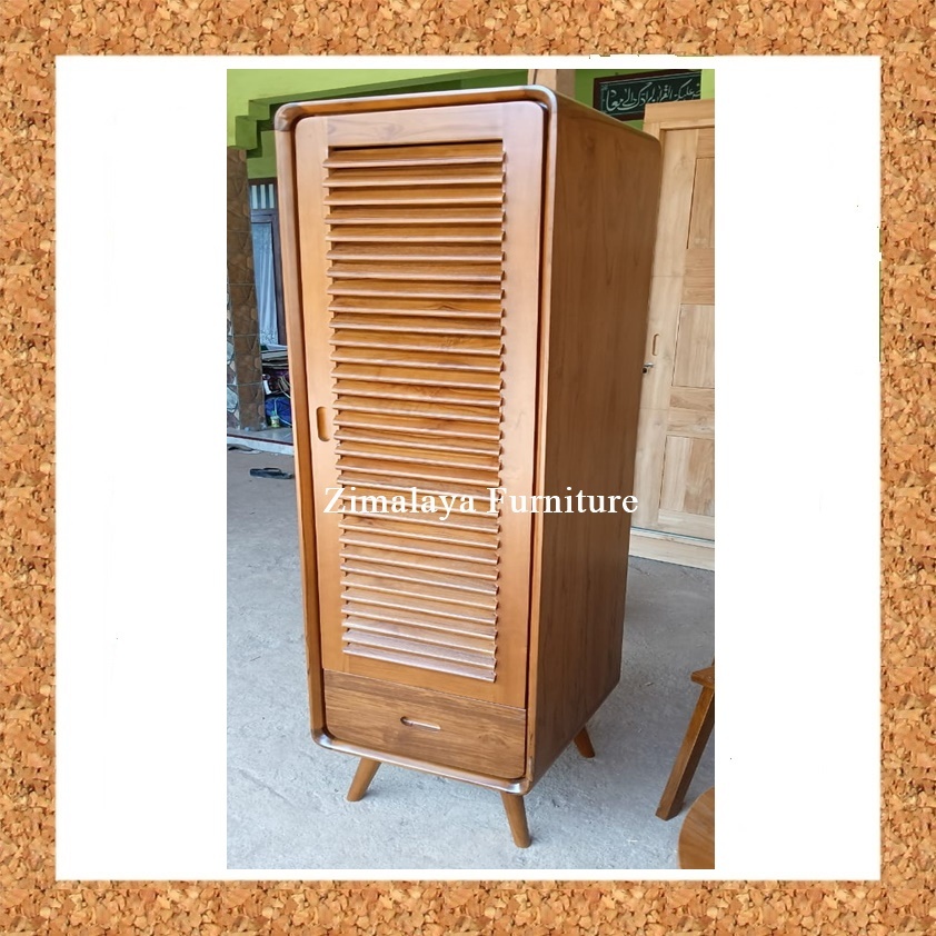 Lemari Pakaian 1 Pintu Jati Model Retro Lemari Pakaian Kayu Kosan Lemari Pakaian Kayu 1 Pintu