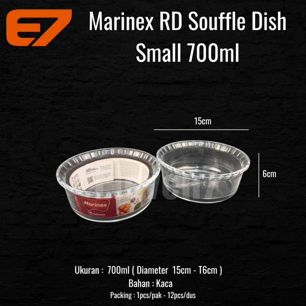 Marinex Souffle Bowl 700ml - Mangkok Saji Kaca, Baking Dish, Baking Tray
