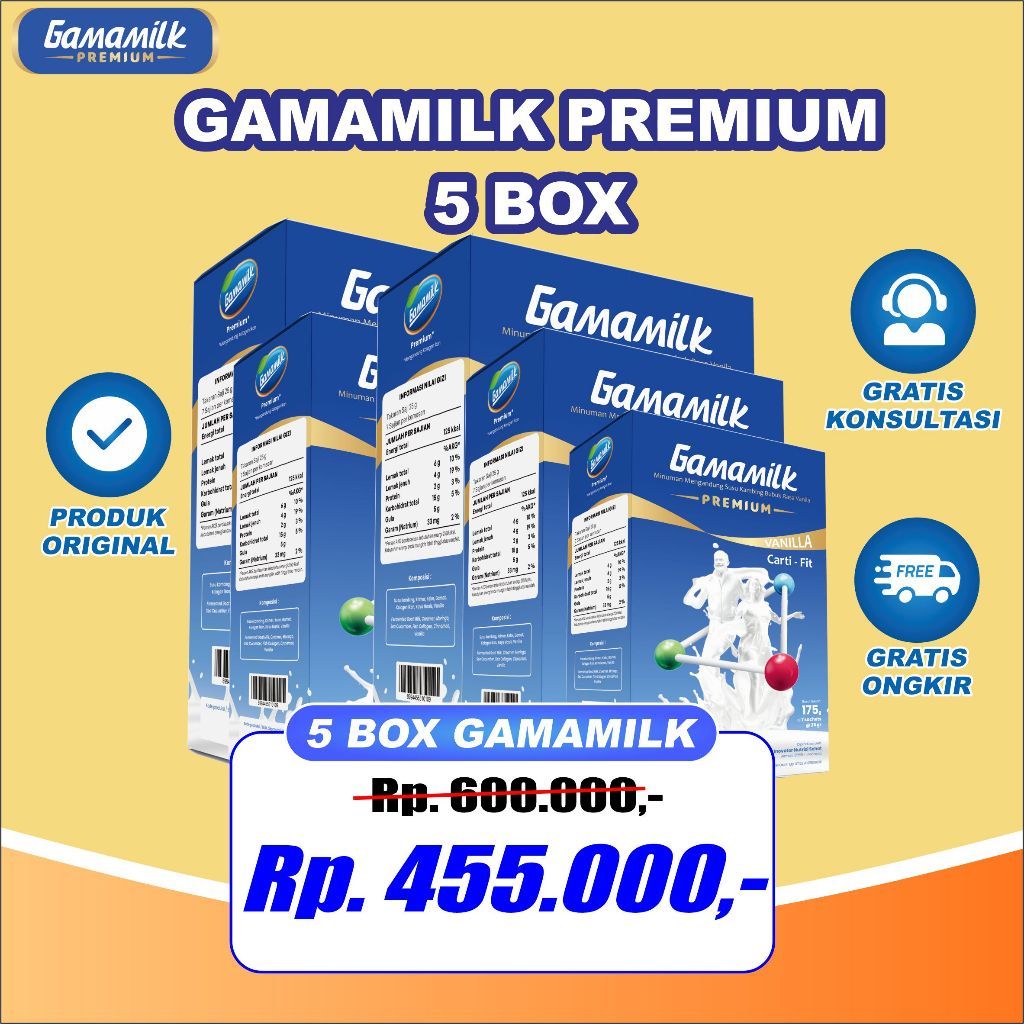 

GAMAMILK PREMIUM - (5 BOX) Susu Kambing Etawa Obat Nyeri Sendi dan Asam Urat