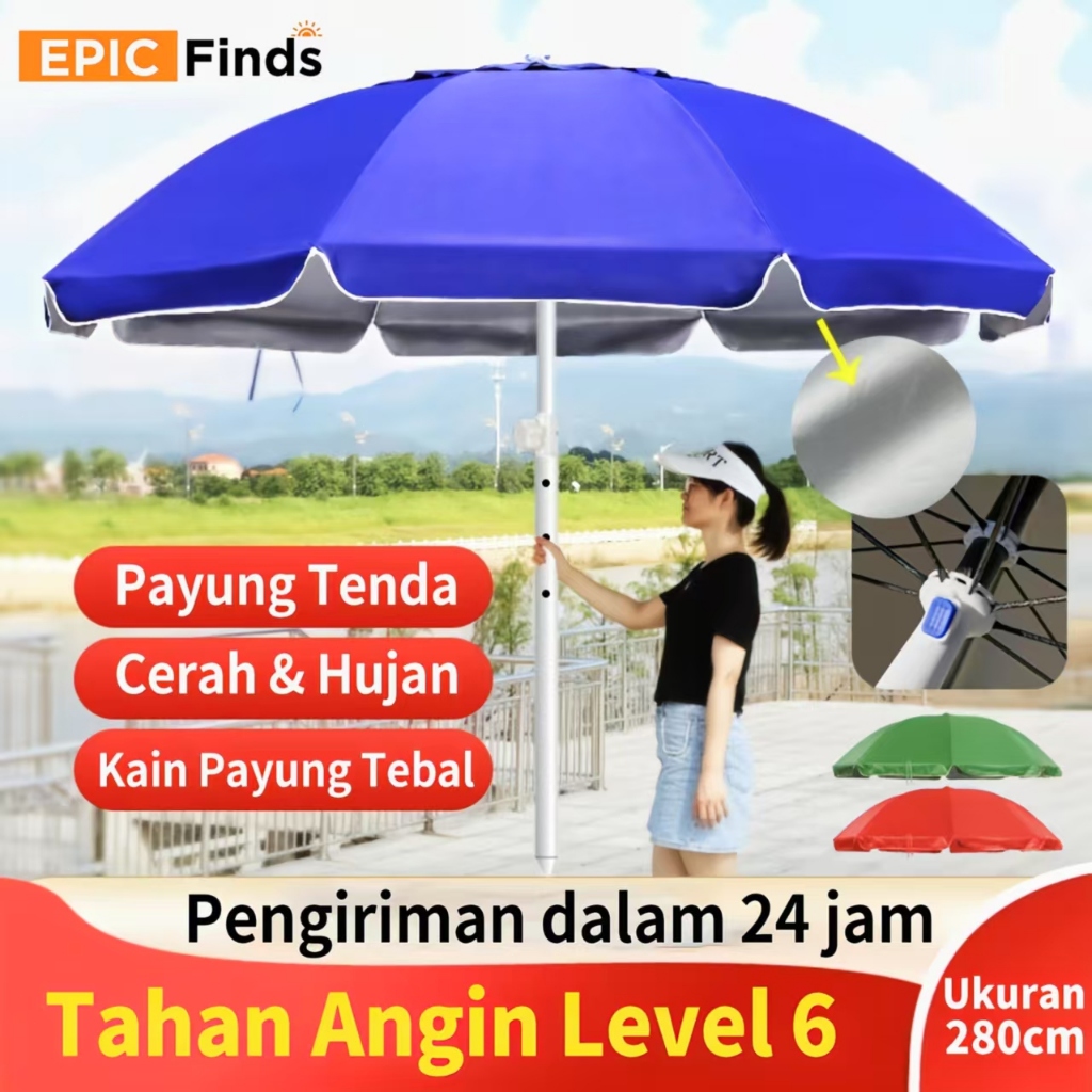 Epic Finds Payung Tenda 180-280 CM Jualan Taman Pantai Cafe Bazar Lapak