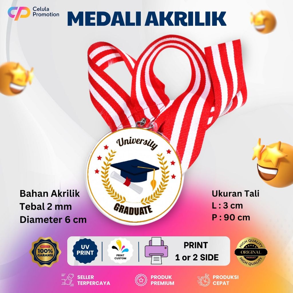 

Medali Akrilik Medali Wisuda Medali Custom Akrilik Medali Kelulusan Sekolah Hadiah Juara Lomba
