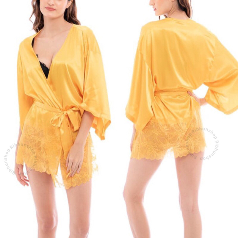 La Senza Original Satin Lace Kimono Size S-M 11199755