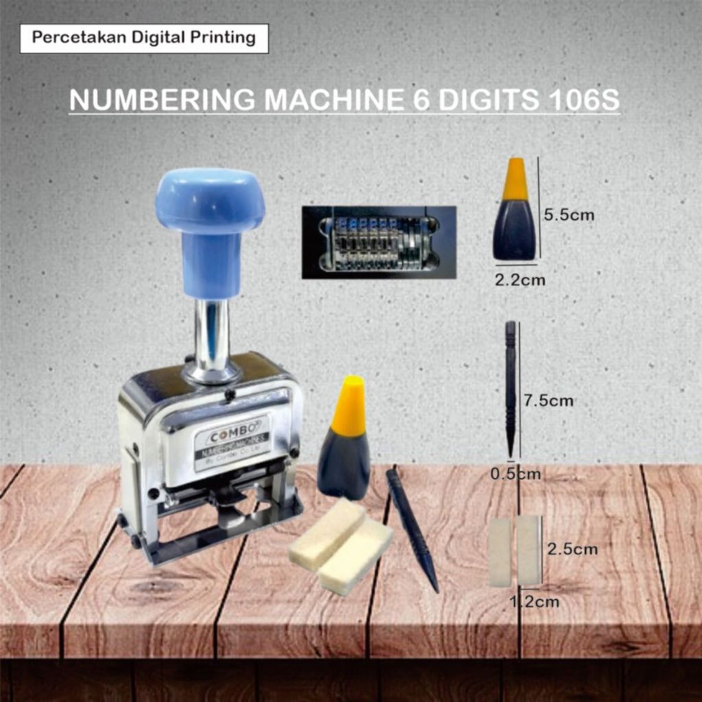 

NUMBERING MACHINE 6 DIGITS 106S / NUMBERATOR / NOMORATOR COMBO / MESIN NUMBERING COMBO / STEMPEL ANGKA