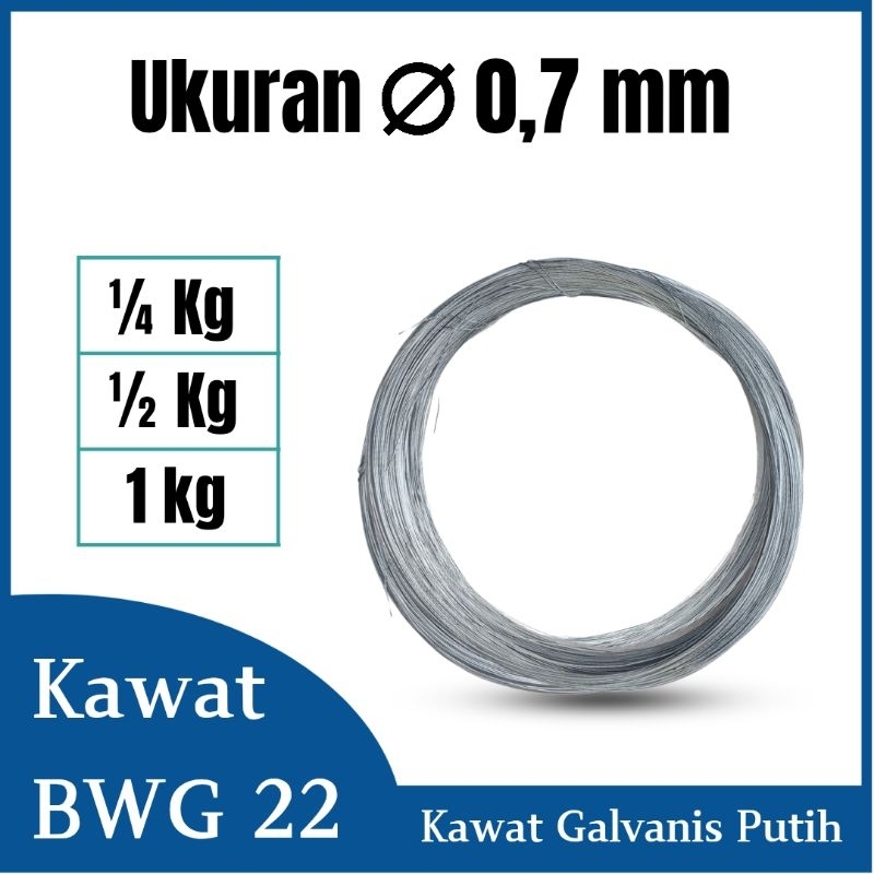 Kawat ikat Kawat Putih BWG 22 Galvanis 0,7 mm