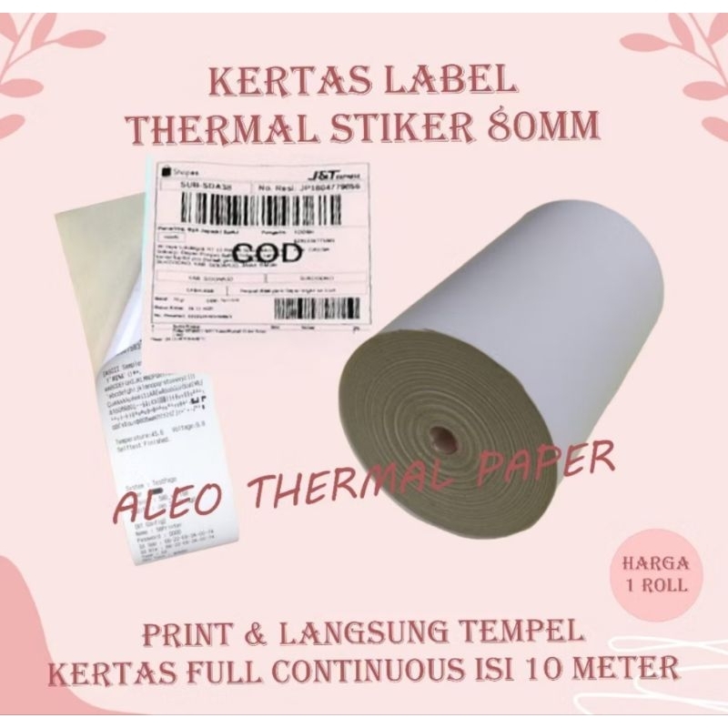 

Kertas Label Thermal Stiker 80 MM continous 10 meter Kertas Resi