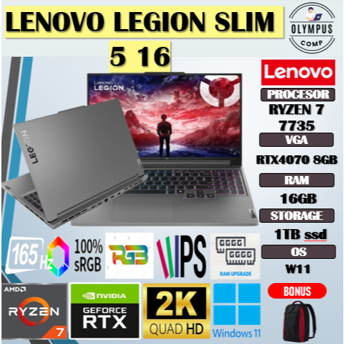 LENOVO LEGION SLIM 5 16 RYZEN 7 7735 RTX4070 8GB/ 16GB 1TB 16.0QHD IPS