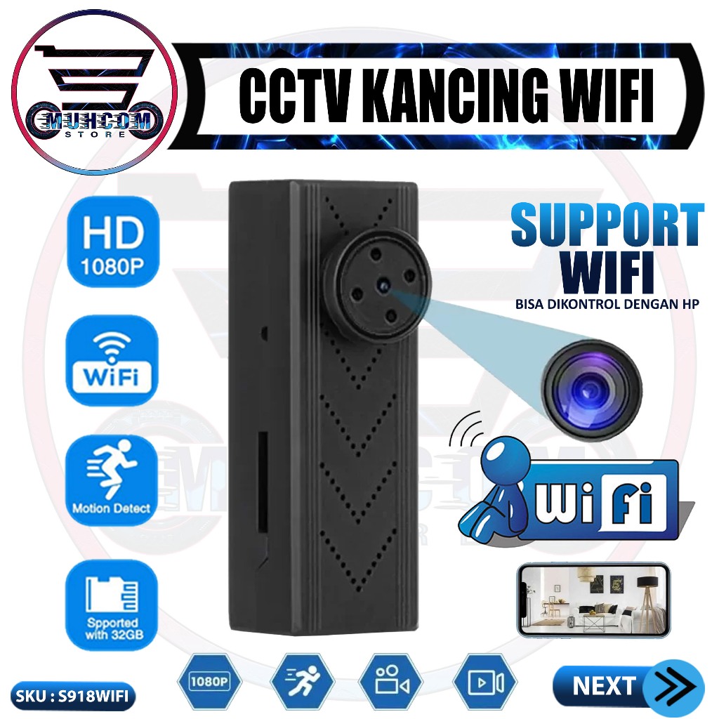 Kamera Pengintai Mini S918 Kancing WiFi APP Control​ Camcorder Hidden Spycam Camera Button Shirt