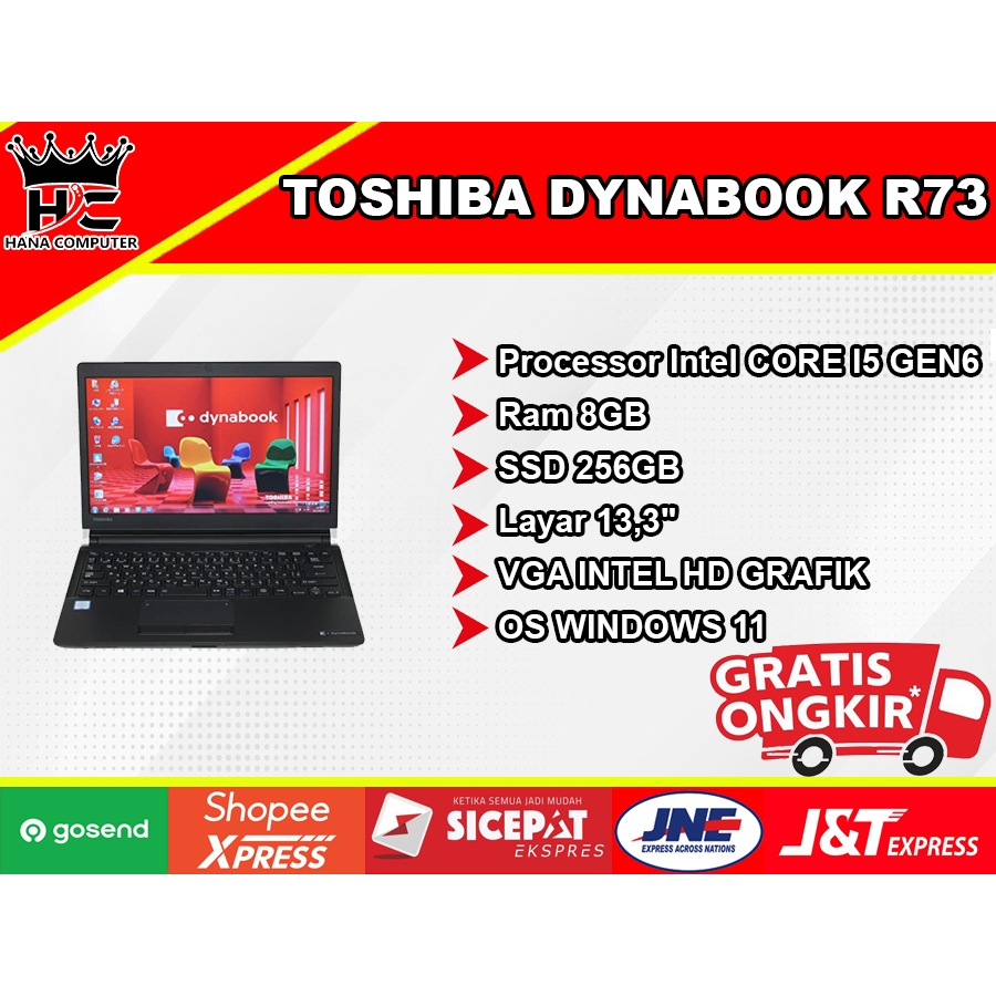 NB TOSHIBA PORTEGE R73 INTEL CORE I5 GEN 6 RAM 8GB SSD 256GB WIN 11 13,3"