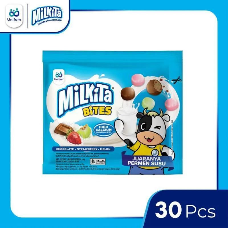 

Milkita Bites Renceng 1 Pack Isi 30pcs @ 8gr - Permen Milkita