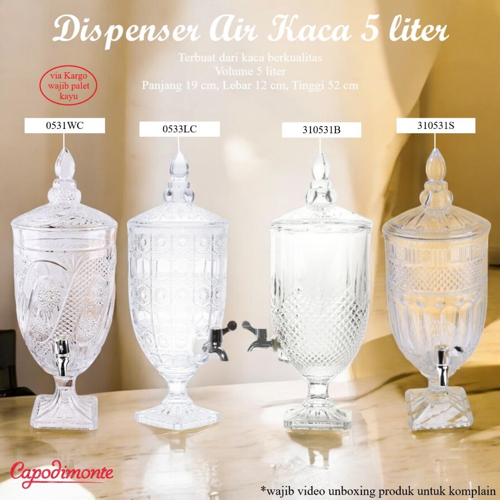 CAPO Beverage Jar / Dispenser Air Kaca 5 Liter