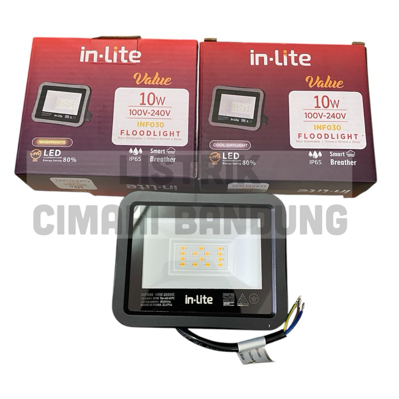 lampu sorot LED floodlight INLITE INF030 - 10 Watt Putih (Cool Daylight) & Kuning (Warm White)