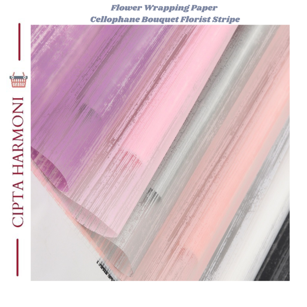

Flower Wrapping Paper Cellophane Bouquet Florist Kertas Buket Stripe KB110