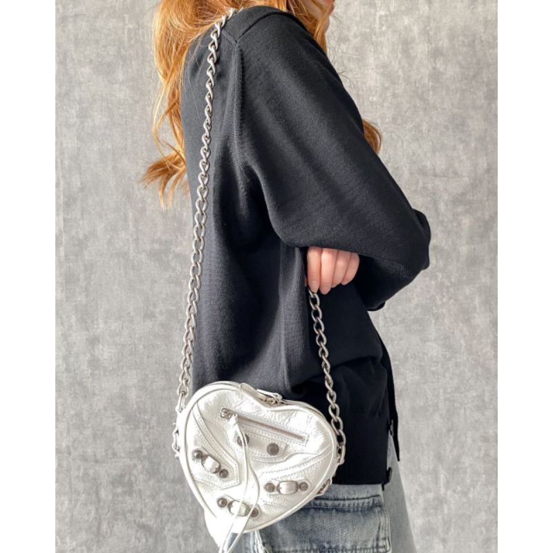 Blncg Le Cagole Heart Mini Leather White