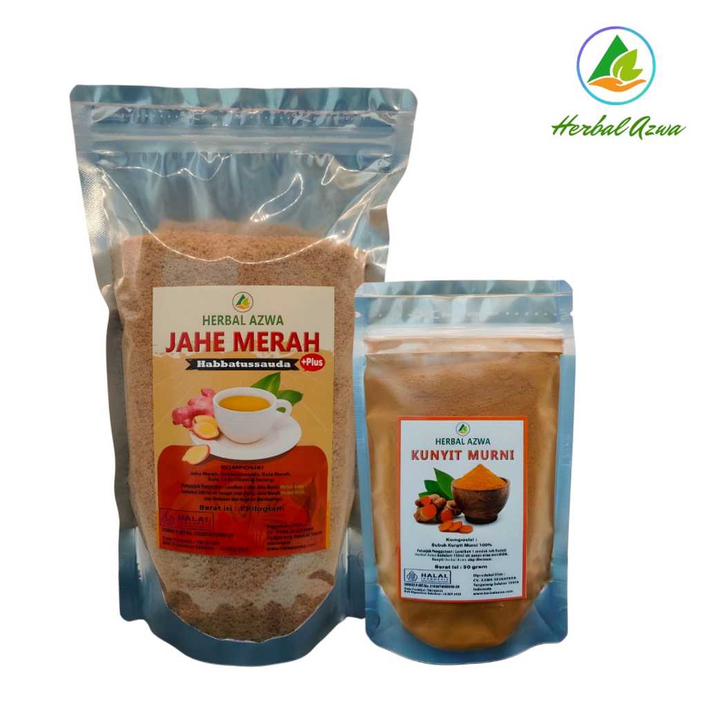 

HERBAL AZWA Bundling Mix Jahe Merah Instan 1kg dan Kunyit Murni