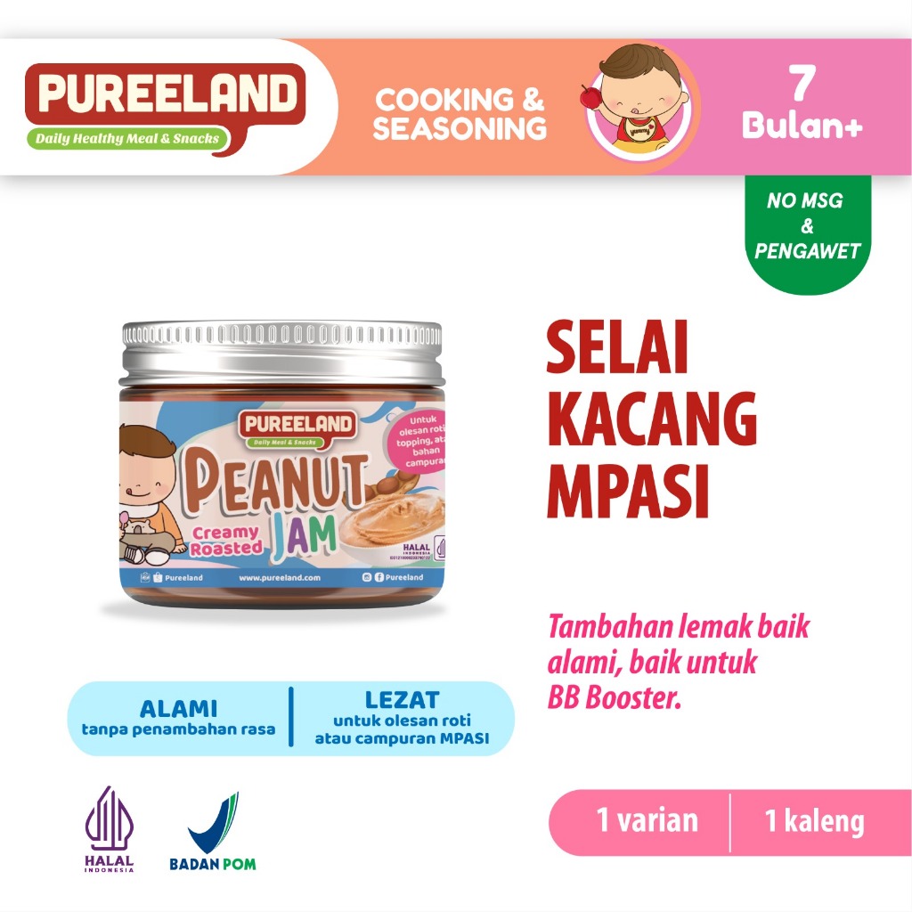 

Pureeland Natural Baby Jam Peanut / Selai Kacang MPASI / No Added Sugar & Preservatives