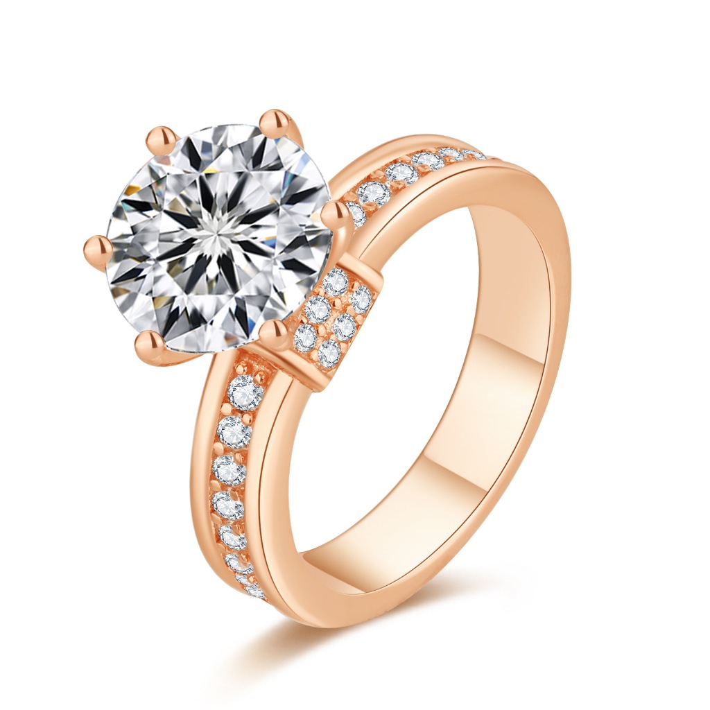2ct moissanite Diamond Cincin Silver plated Rose gold Ring for women