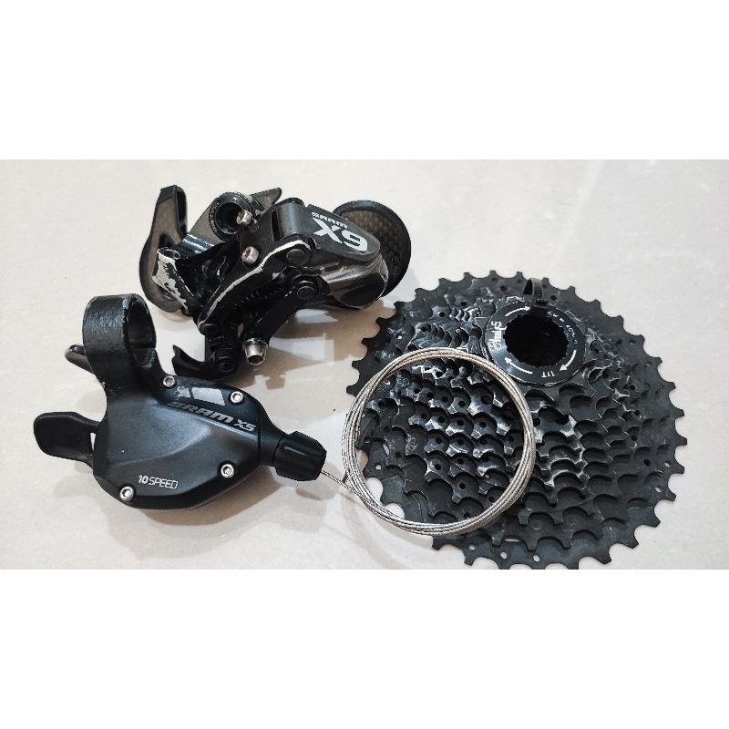 Mini grupset sepeda MTB SRAM 10sp RD x9 carbon ,Shifter x5 ,Sprocket 11-34T