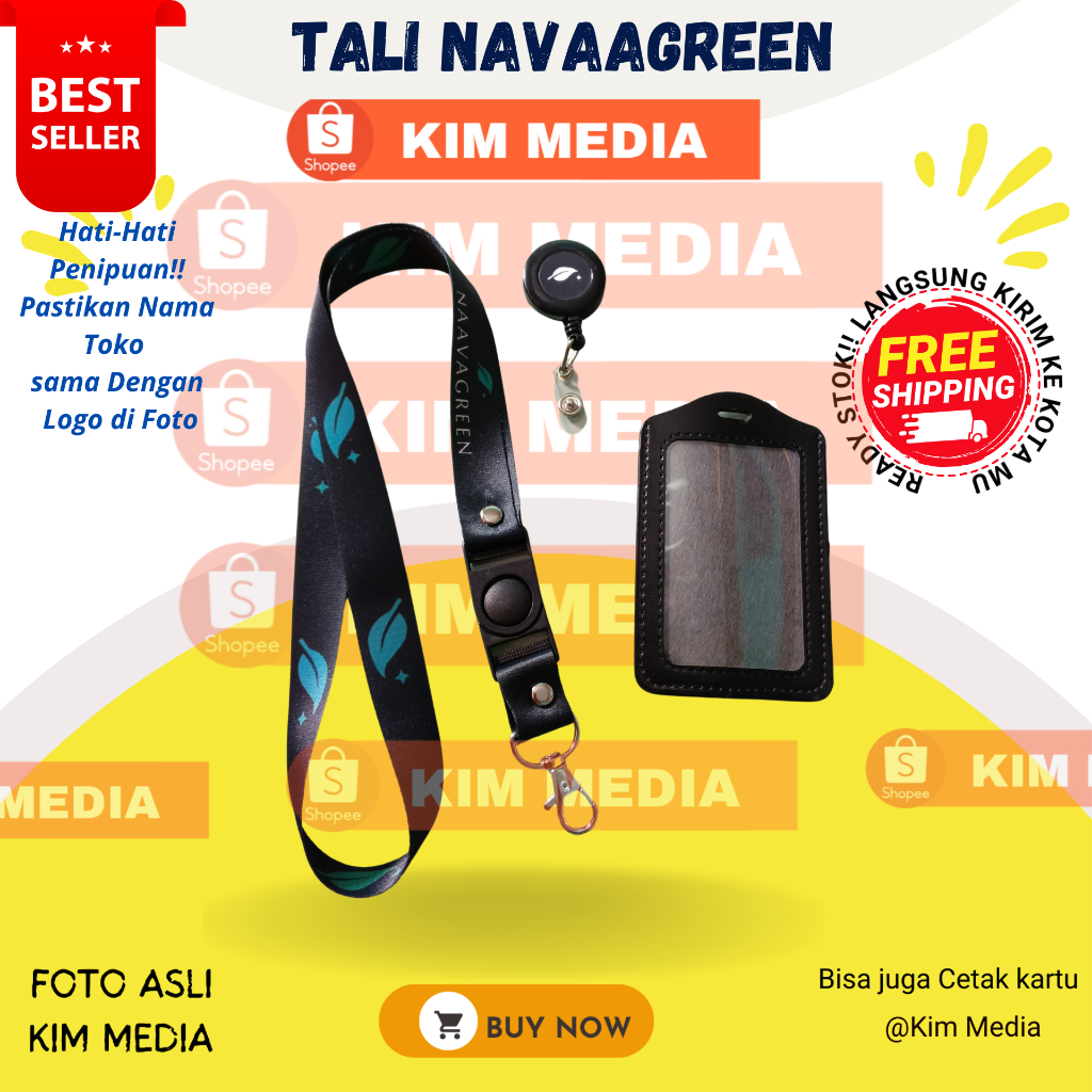 

NAAVAGREEN Tali idcard / Tali lanyard naavagreen hitam / lanyard tali hp gantungan navaagreen